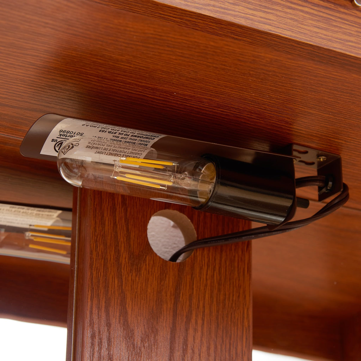 CKEASEAN Curio Cabinet 47" H Vintage Glass Display Cabinet with 3-Tier Adjustable Glass Shelves, Acrylic Mirrored Back Pane, Light Blub Included, China Cabinet for Living Room (Dark Oak) CKEASEAN