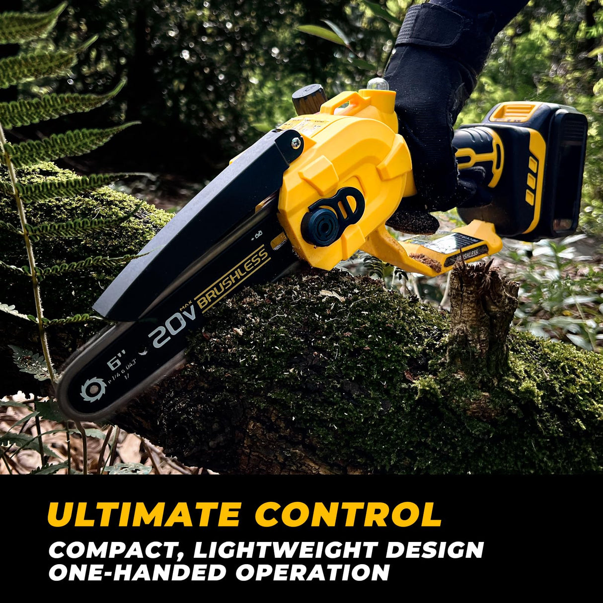 Cordless Mini chainsaw compatible with Dewalt Battery 20V MAX,Brushless Chainsaw With Automatic Chain Tensioning Device & Auto Oiler,Portable Power Chainsaw for Logging|Tree Trimming(Battery Included) FUHAUS