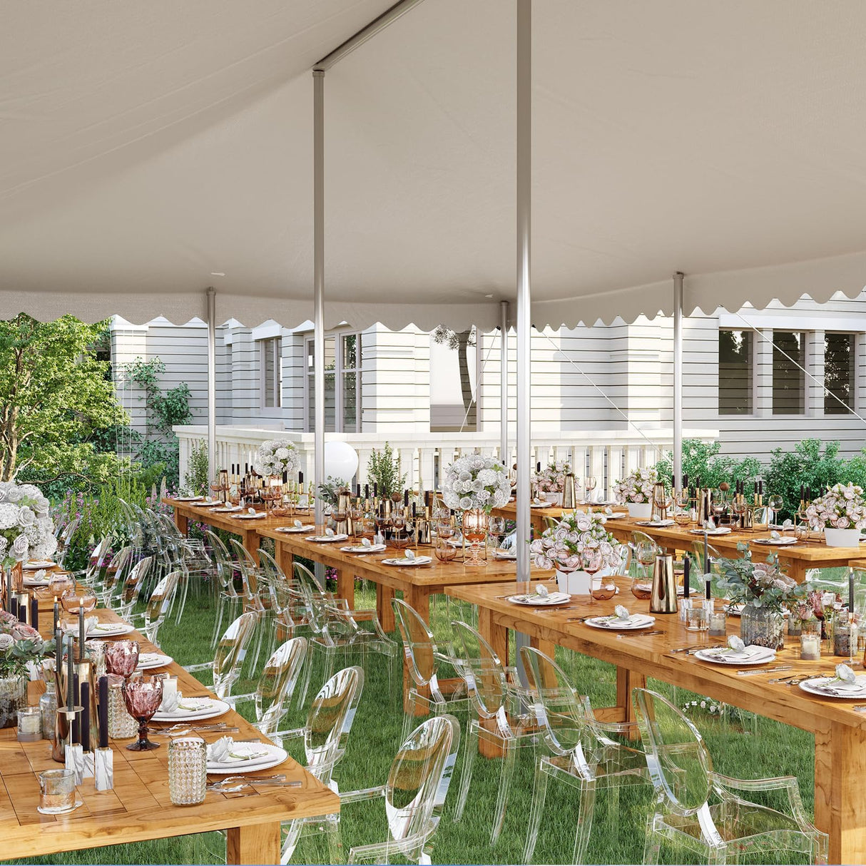 Quictent 20x40 Party Tent Heavy Duty Waterproof | Large Wedding Tent for 120 People, Fire Retardant PVC Canopy with 3 Reinforced Poles, Easy Setup for Events & Outdoor Use (White, no Sides) Quictent