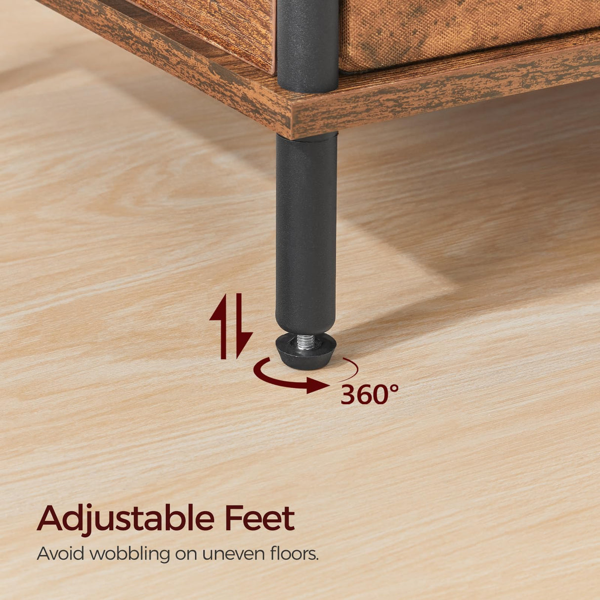 MAHANCRIS LED TV Stand with Charging Station and 2 Fabric Drawers, Entertainment Center for TVs up to 65", TV Console Table with Open Storage Shelf, for Living Room, Rustic Brown TVHR135E01 MAHANCRIS