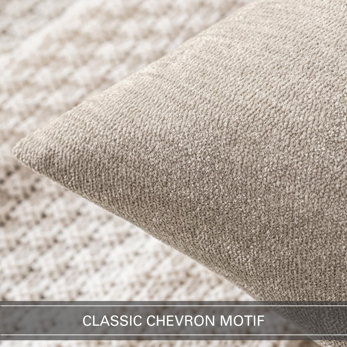 MIULEE Pack of 2 Beige Decorative Pillow Covers 18x18 Inch Soft Chenille Couch Throw Pillows Farmhouse Cushion Covers for Home Decor Sofa Bedroom Living Room MIULEE