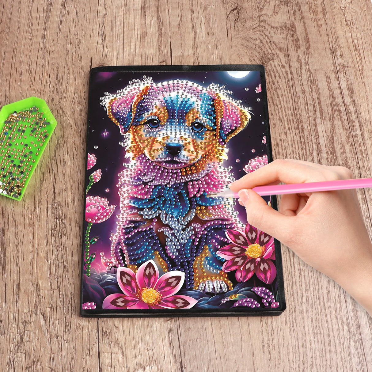 DIY Diamond Painting Notebook Kit, Theme of Pets, Special Shaped Diamond Art Notebook Journal Sketchbook for Writing & Drawing Focart