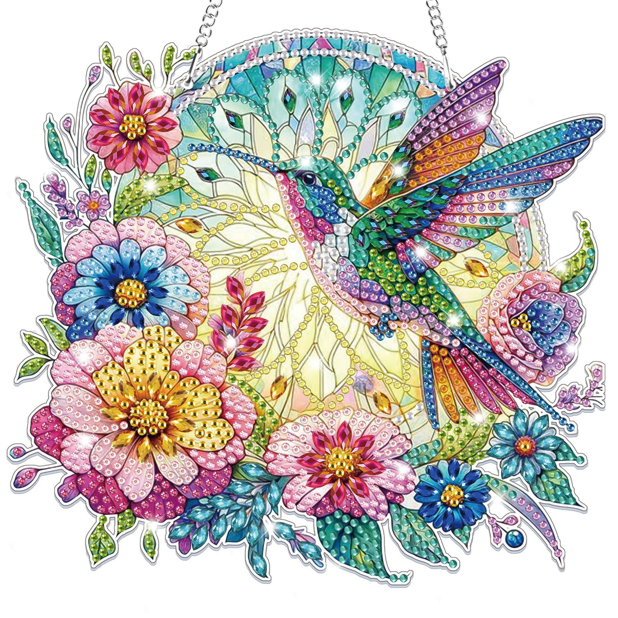 Bowetile Bird Diamond Art Hanging Kits for Adults Kids, 5D Special Shape Diamond Painting Flowers Pendant Kits, Animal Gem Art Suncatchers Painting Ornament for Home Garden Wall Decor Bowetile