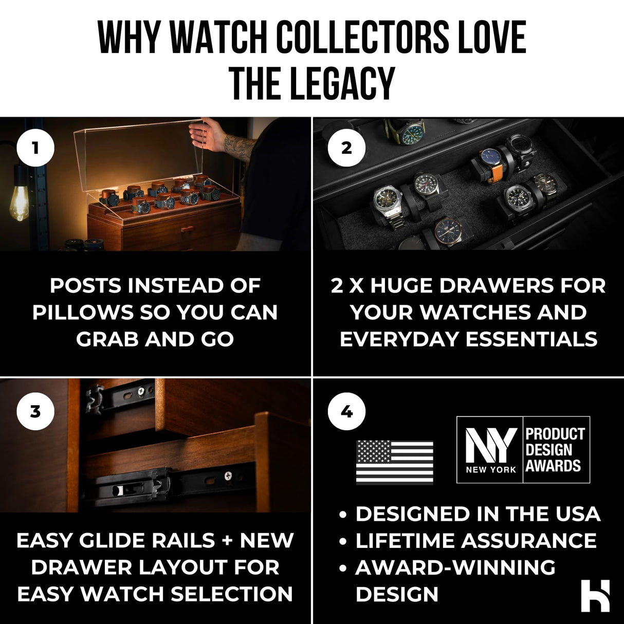 Holme & Hadfield Premium 17-Slot Wooden Watch Display Case – Extra Large Handcrafted Men’s Watch Box with Two Drawers – Father’s Day Gift for Crazy Collectors – Luxury Built to Last Holme & Hadfield