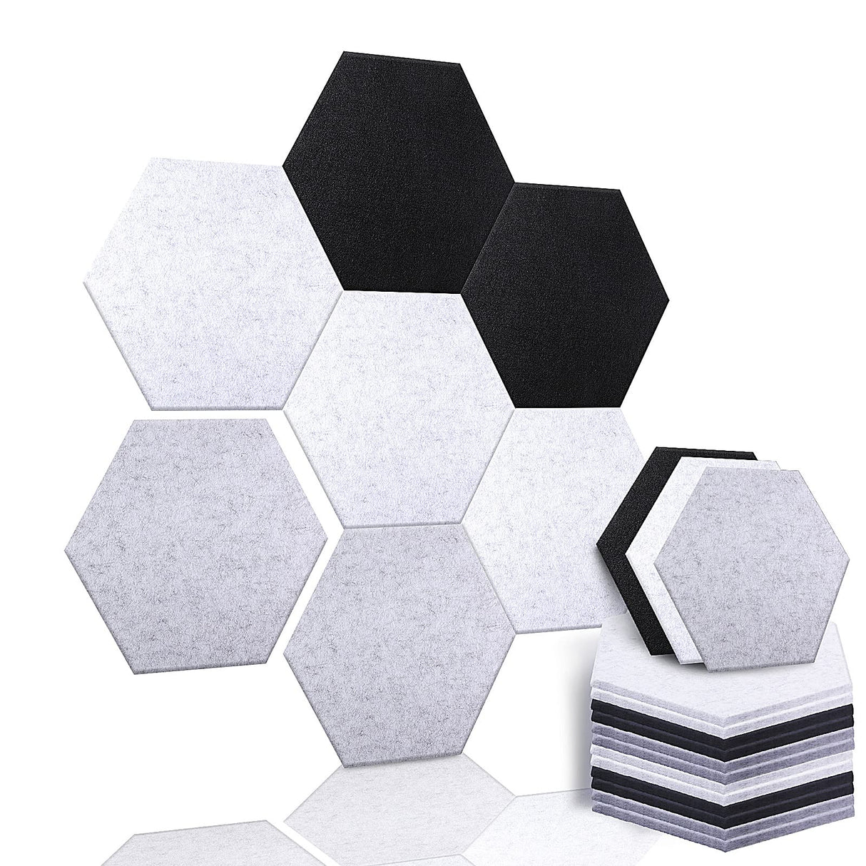 Hexagon Adhesive Acoustic Panels, 12 x 10 x 0.4 Inches Soundproof Sound Dampening Wall Sound Absorbing Panel for Recording Studio, Office, Home Studio (36 Pcs) Remagr