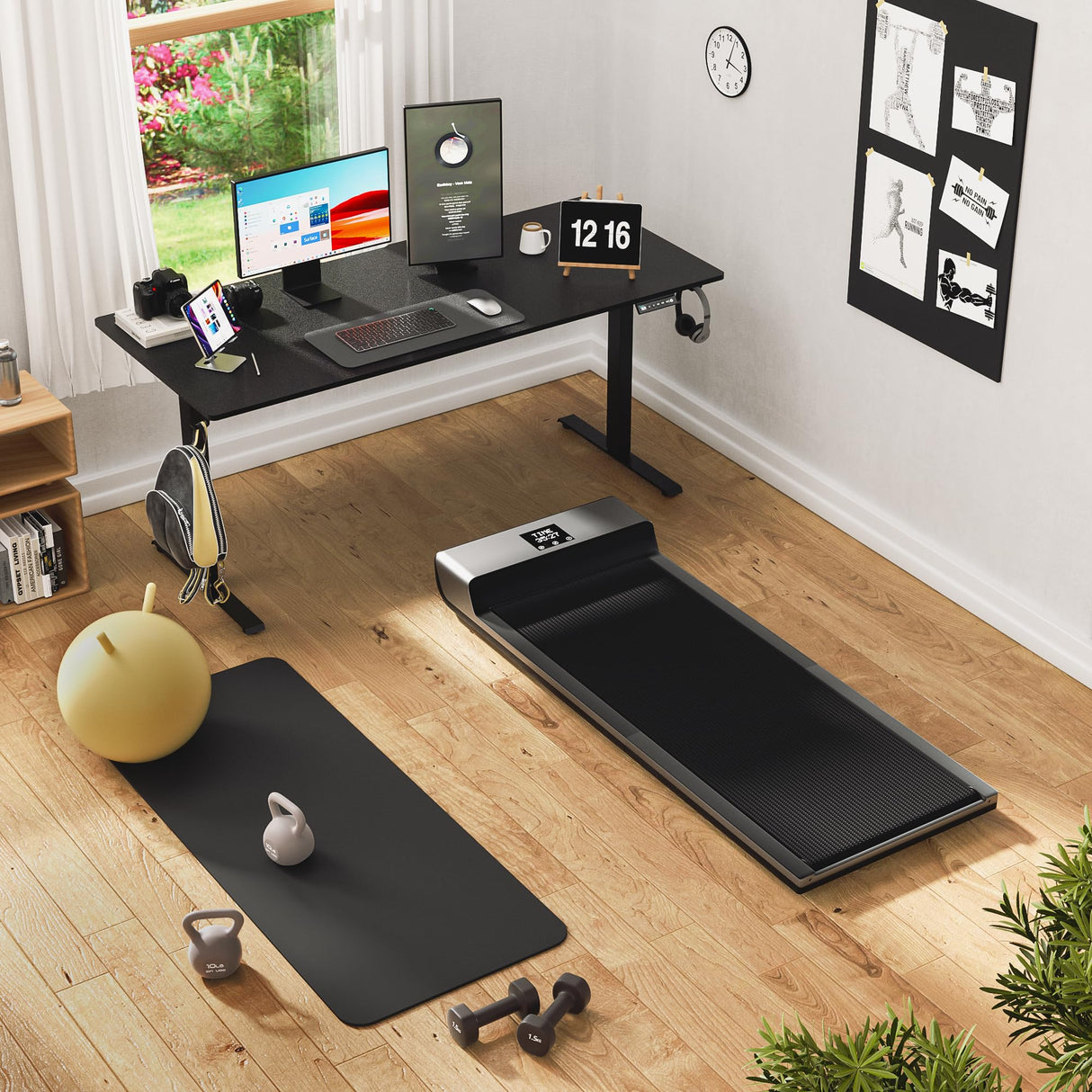 VVENACE 55 x 24 Electric Standing Desk Adjustable Height 4 Memory Preset, 4 Wheels, 2 Headphone Hook, Home Office Desk, Stand Up Sit Stand Desk Computer Table, Splice Board Black VVENACE