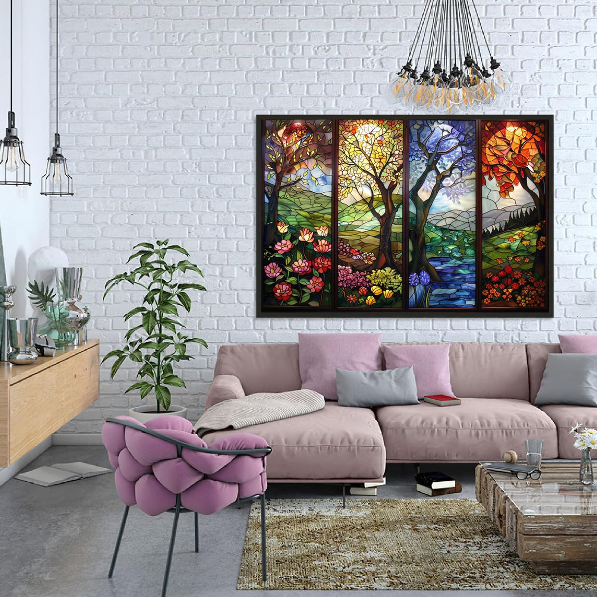 5D Diamond Art Painting Kits for Adult Beginners,Four Season Life of Tree Flower Diamond Art Kits,Full Drill Paint with Diamond Dot Gem Art Painting for Home Decor 12x16 inch Semneroy