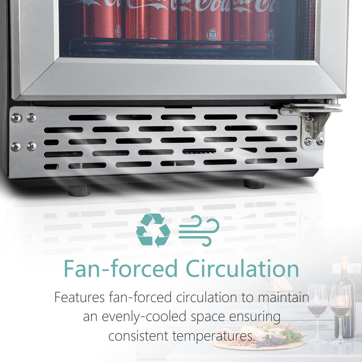 Beverage Refrigerator, Phiestina15 Inch 96 Cans Beverage Cooler Small Wine Fridge Built-in or Freestanding with Auto Defrost,Glass Door & Removable Shelves for Drink Sodas Beer Wine Phiestina