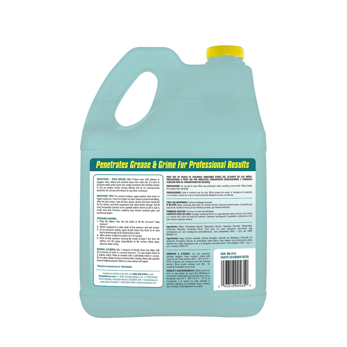 Simple Green Oxy Solve Total Outdoor Pressure Washer Cleaner – 1 Gal Simple Green