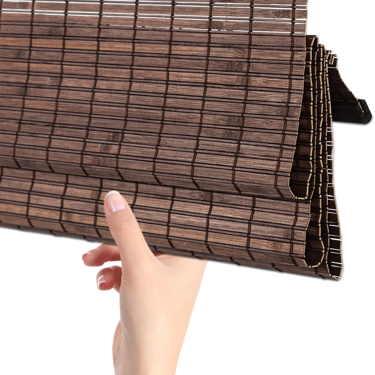 Alimoo Cordless Natural Bamboo Roman Shades - Stylish Window Blinds 42W x 72L Alimoo