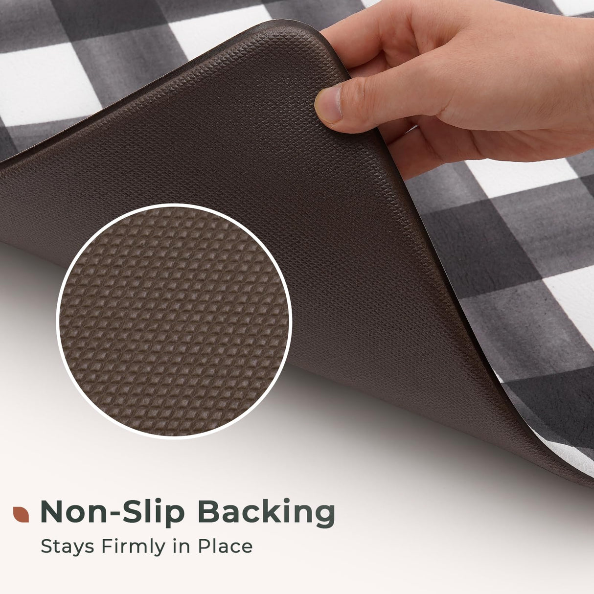 FRESHMINT Modern Farmhouse Plaid 2 Piece Set Kitchen Mats for Floor Anti Fatigue Waterproof & Non-Skid Kitchen Rugs Cushioned Kitchen Mat for Standing Washable Comfort Desk Kitchen Runners FRESHMINT