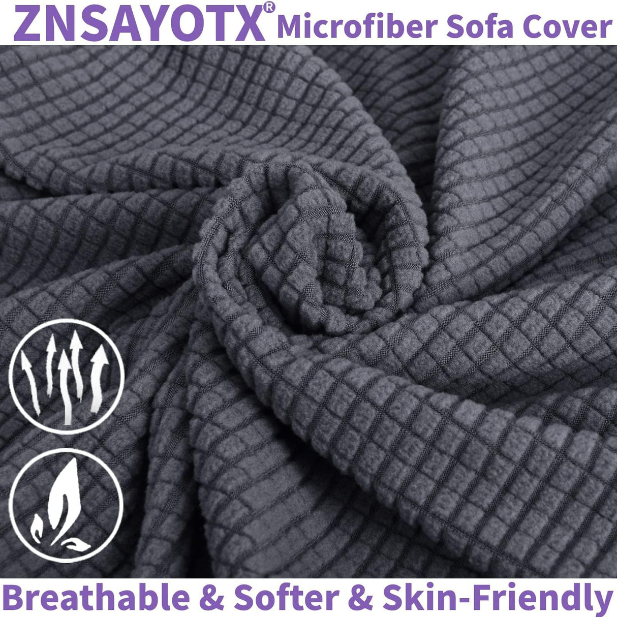 ZNSAYOTX Super Stretch Couch Cover Love Seat Sofa Covers for Living Room Dogs Pet Friendly Furniture Protector Spandex Loveseat Slipcovers with Anti Slip Foam Sticks (Dark Grey, Loveseat) ZNSAYOTX