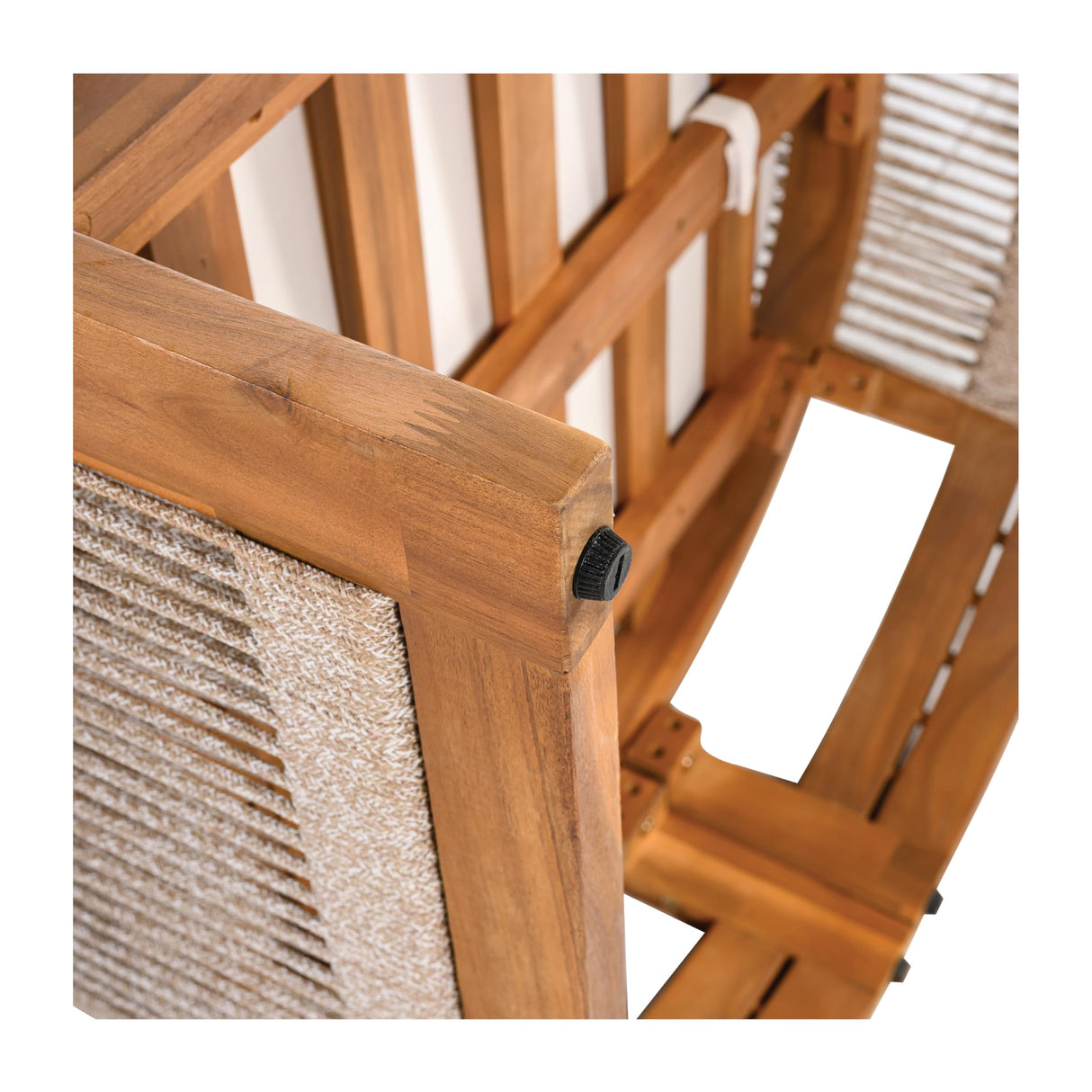 VilroCaz 4-Piece Patio Conversation Set, All Weather Sectional Sofa Set w/ 2 Chairs, Loveseat & Table Premium, Acacia Wood Outdoor Furniture Set with Woven Rope Accents and Cushions (Teak+Beige) VilroCaz