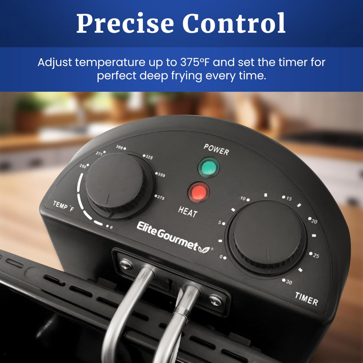 Elite Gourmet EDF-401T Electric 4.5 Qt. / 17 Cup Immersion Deep Fryer 3-Baskets, 1700-Watt, Timer Control Adjustable Temperature, Lid with Viewing Window and Odor Free Filter Elite Gourmet