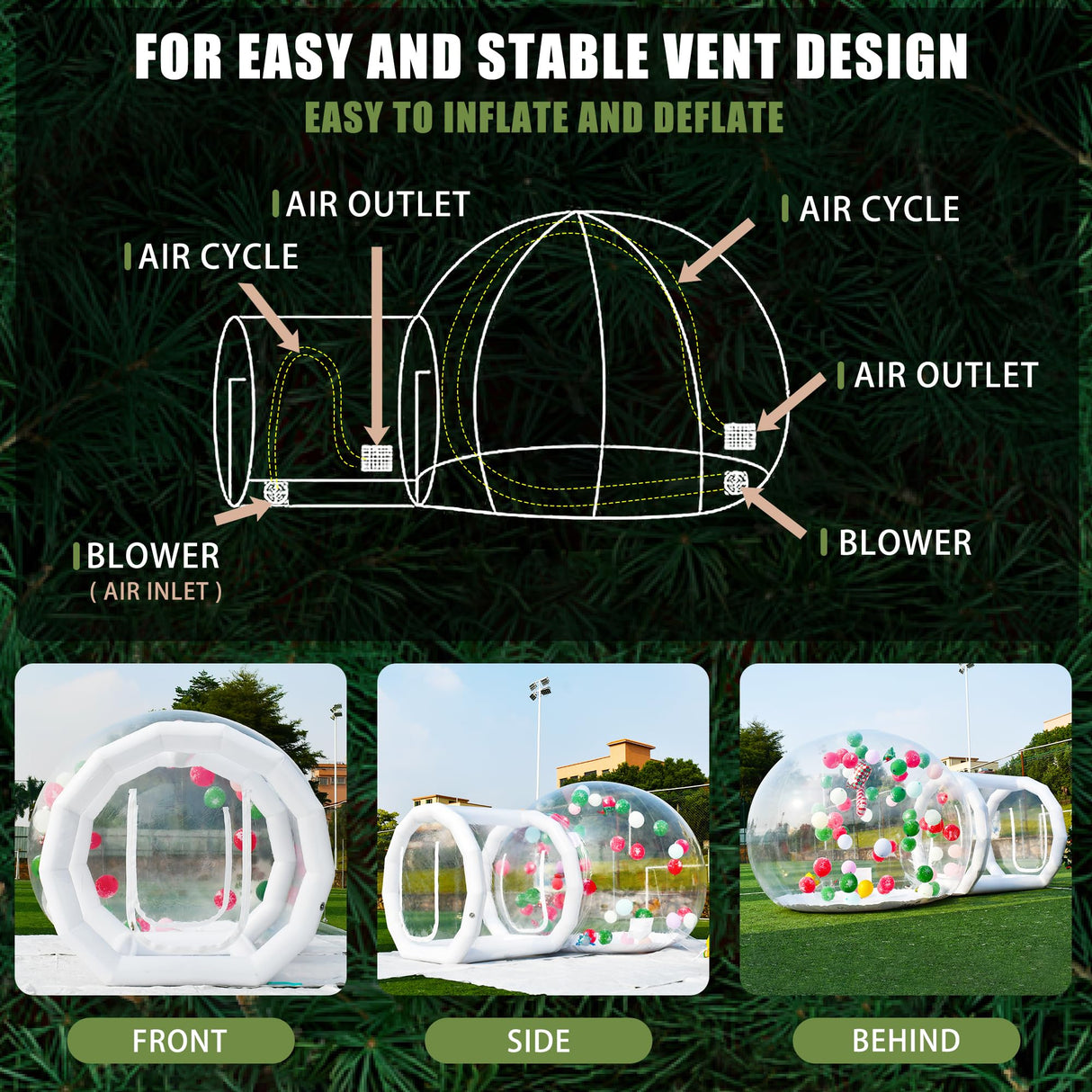 Inflatable Bubble Balloon House, Inflatable Tent Bubble House 10ft Dome 6ft Tunnel for Kids/Home/Wedding/Garden Party, Malls, Parks Event Exhibition, Clear Dome Balloon Garden Tent with Blower/Pump SUDOO