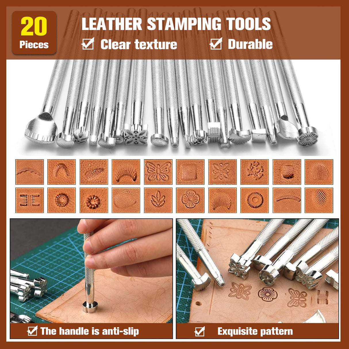 Leather Working Tools,Professional Leather Working Kit for Carving, Punching, Stamping, Cutting with Custom Storage Bag, Essential for DIY Crafts & Repairs. (168pcs) Tisofwes