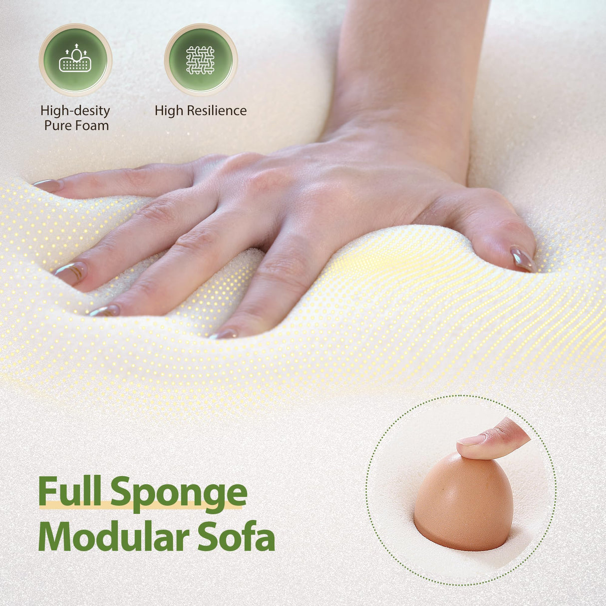 Decofy 105.5" Boneless Sofa for Living Room, Cloud Sectional Couch Ottoman & 4 Pillows, 4-Seater Comfy Compressed Sofa L Shaped Sectional Couch, No Assembly Required, 72h to Restore Decofy