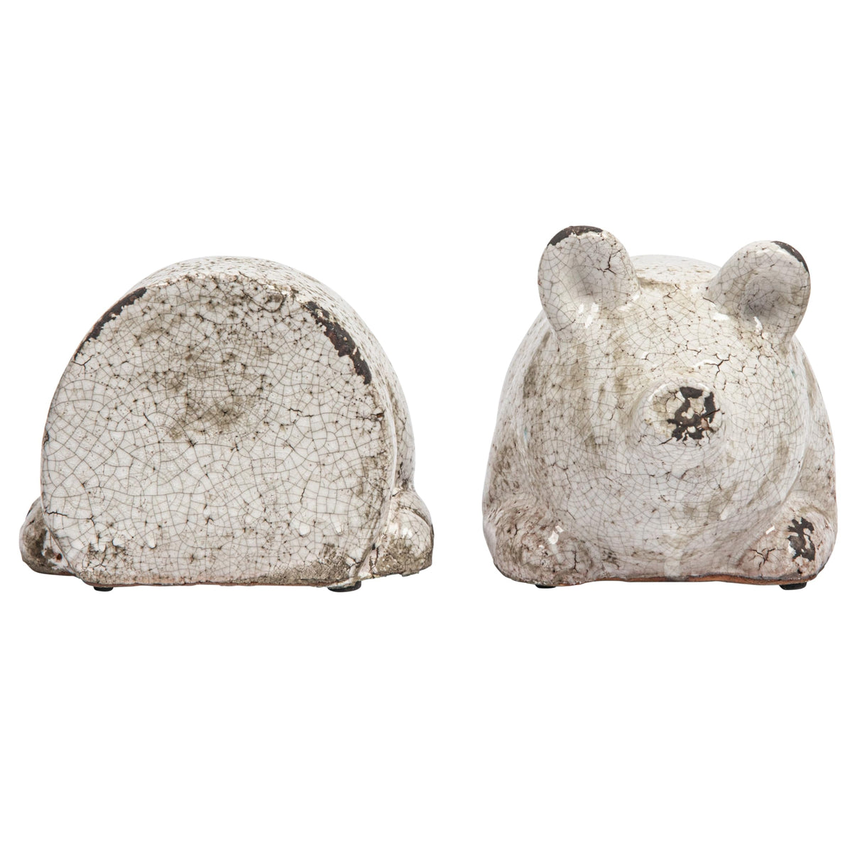 Creative Co-Op Distressed White Pig Shaped Terracotta Bookends (Set of 2 Pieces) Creative Co-Op