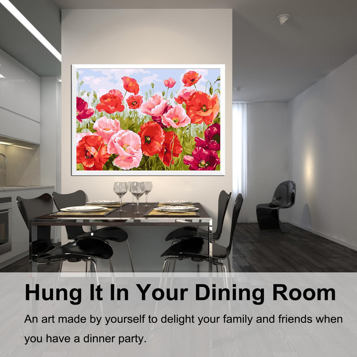 BAISITE Paint by Numbers Kit for Adults Beginners,20" Wx16 L Canvas for Painting Kits for Adults in Colorful Box Poppy Flowers-BSC001 BAISITE