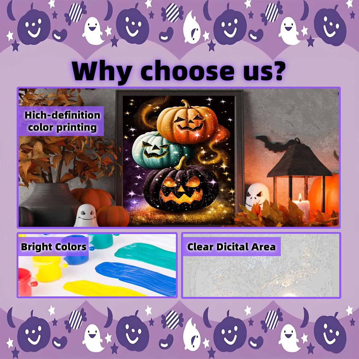 Arttoplus Halloween Paint by Numbers Kit for Adults Beginner-Pumpkin Adult Paint by Number Kits on Canvas, Horror DIY Acrylic Oil Painting by Numbers for Adults for Gift Home Wall Decor(16x20inch) Arttoplus