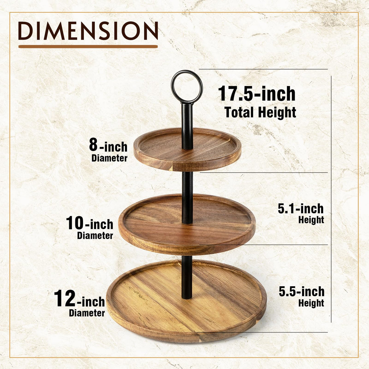 WILDMOS 3 Tier Cupcake Stand, Farmhouse Rustic Tiered Serving Tray,3 Tier Serving Tray for Farmhouse Kitchen Decor, Wood Dessert Tray for Tea Party Wedding Server, Decorative Tiered Tray. WILDMOS