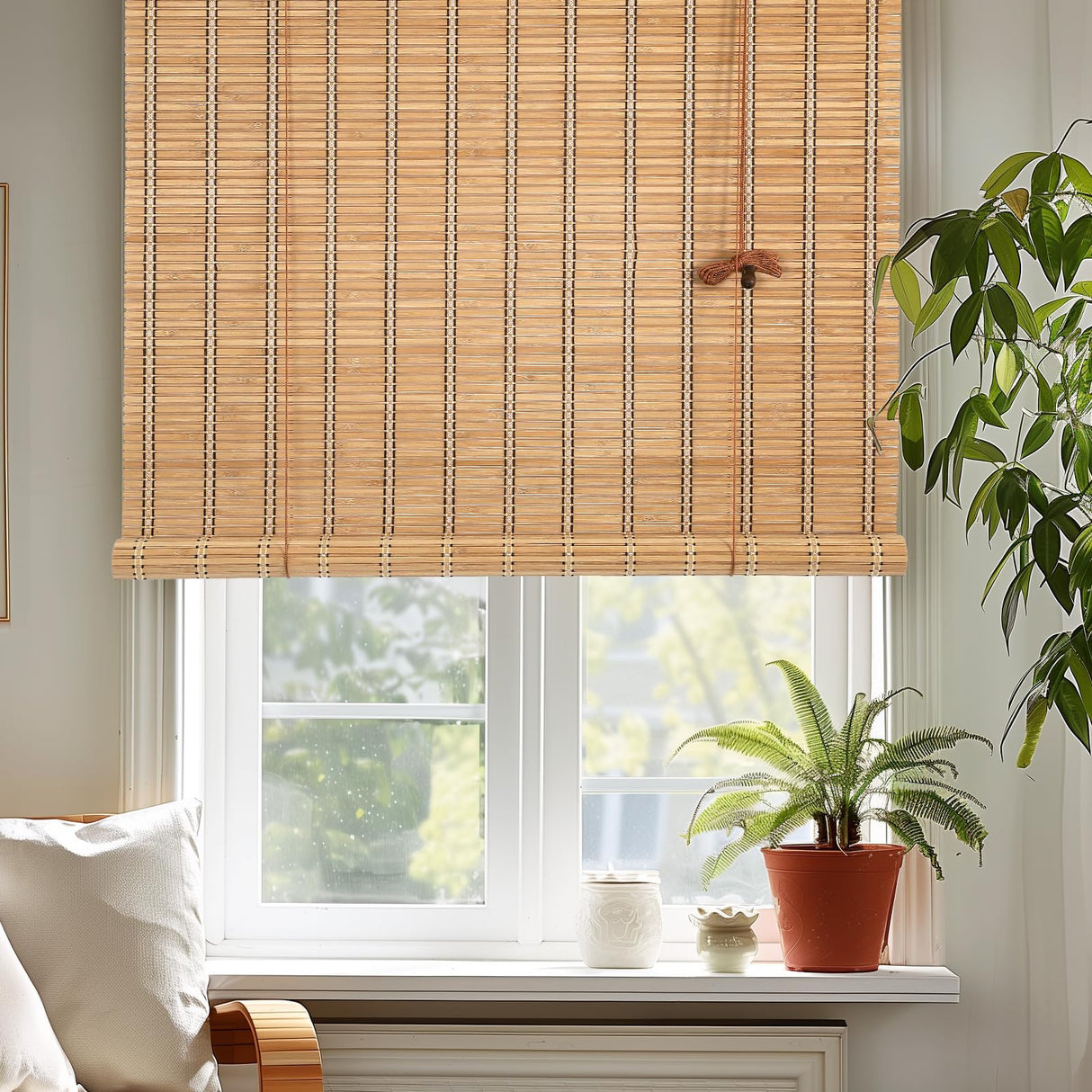 CSBWDLT Bamboo Roman Shades - Customer Favorite Blackout Blinds for Windows, Premium Quality, Ideal for Home, 24" W X 64" H CSBWDLT
