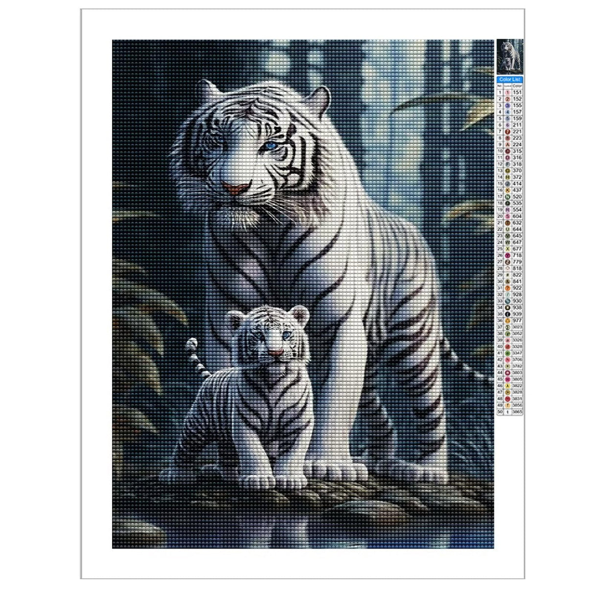 Diamond Painting Art Kit for Adults, Forest White Tiger Diamond Painting Abstract Wildlife Canvas, Diamond Painting Wall Decor Picture Kit 8x12 Inch Champi