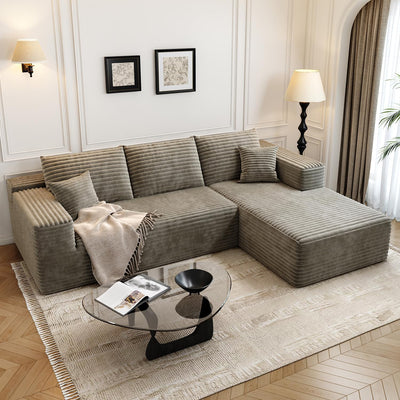 107.5" Cloud Modular Sectional Sofa Couch with L-Shape Chaise,Modern Minimalist Upholstered Couches for Living Room Bedroom,Deep Seat Corner Couch,No Assembly Required (Camel,Right Facing Chaise)