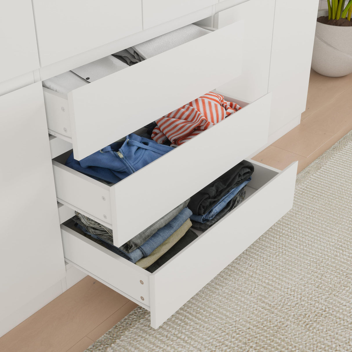 Bobve 6-Doors Armoire Wardrobe Closet, Wooden Wardrobe Closet with 3 Drawers, Armoire and Wardrobe with Shelves & Hanging Rod for Bedroom, White (70.9" W x 23.62" D x 78.74" H) Bobve