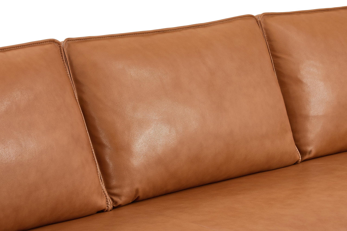 Valencia Varese 90” Cognac Tan Brown 3 Seater Full Leather Sofa - Italian Nappa Leather Modern Cloud Couch for Living Room/Apartment Furniture - Lounge Sofa with Removable Cushion VALENCIA THEATER SEATING