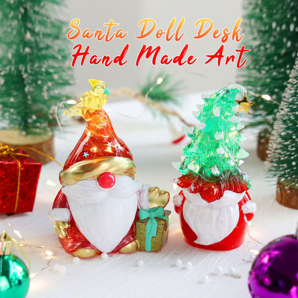 LET'S RESIN Christmas Gnomes Resin Molds, 2 Pcs Santa Gnomes Epoxy Resin Molds with Slouchy Hat Christmas Tree Gnome, Funny Silicone Molds for Epoxy Resin, Christmas Ornaments, Thanksgiving Gifts LET'S RESIN