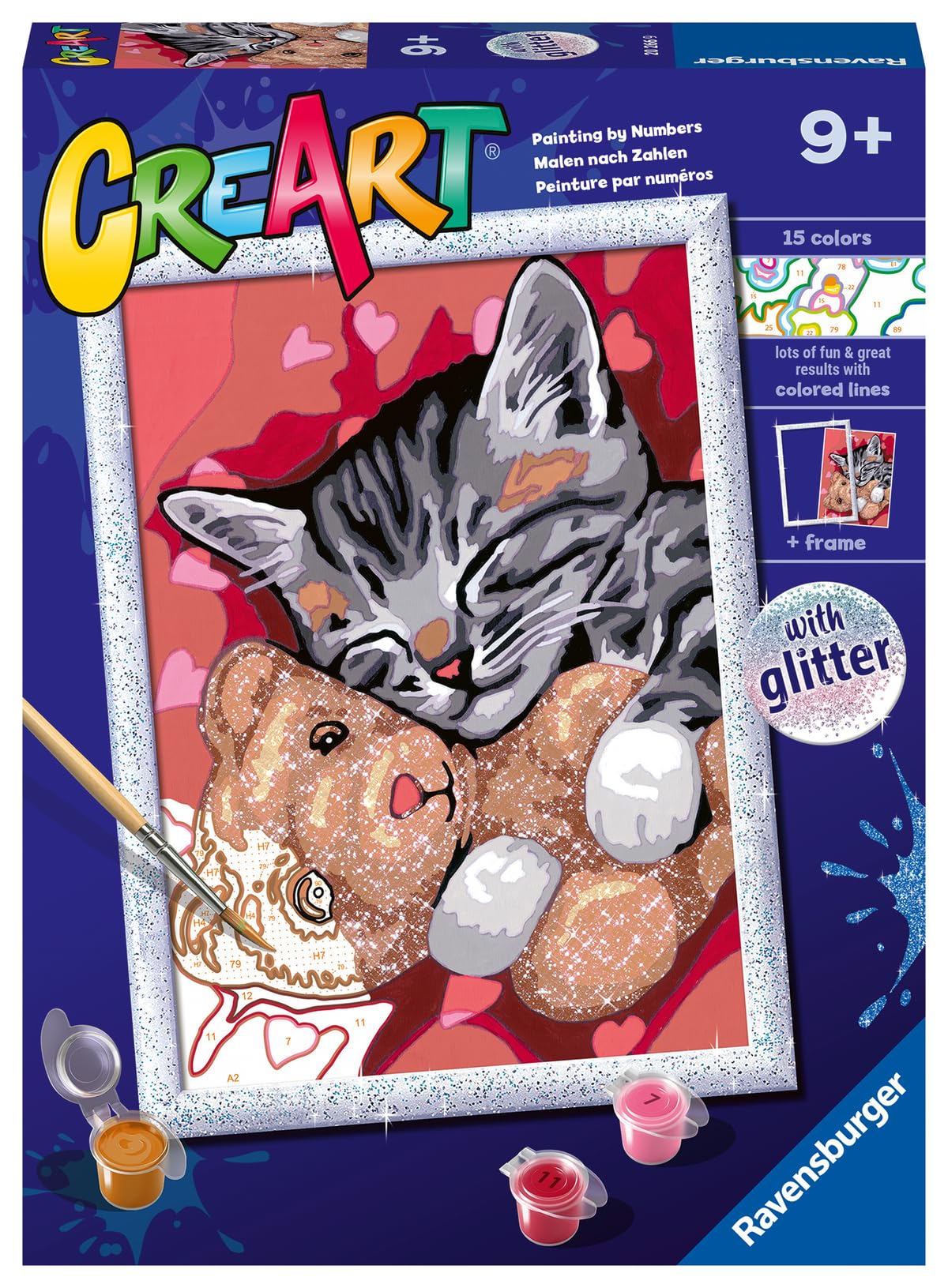 Ravensburger Peaceful Kitten Paint by Numbers Kit for Kids - 20266 - Painting Arts and Crafts for Ages 9 and Up Ravensburger