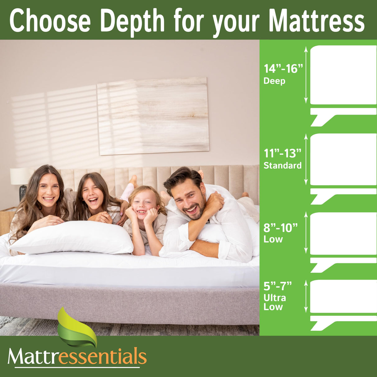 Zippered Queen Mattress Protector (14"-16" Depth) - Bed Bug Waterproof Mattress Cover, Premium Quality Hypoallergenic Encasement White Mattressentials