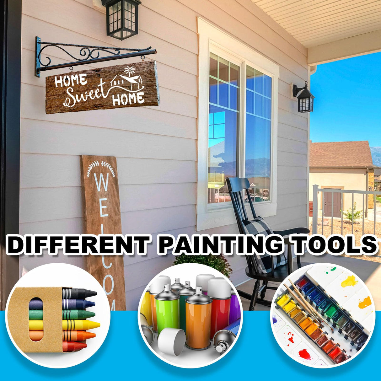 Thyle 20 Pcs Welcome Stencils for Painting on Wood 11.81 x 5.91'' Large Welcome Letters Stencils Half Round Stencils for Wood Sign Plastic Word Farmhouse Stencils for Canvas Wall Porch Door (Classic) Thyle