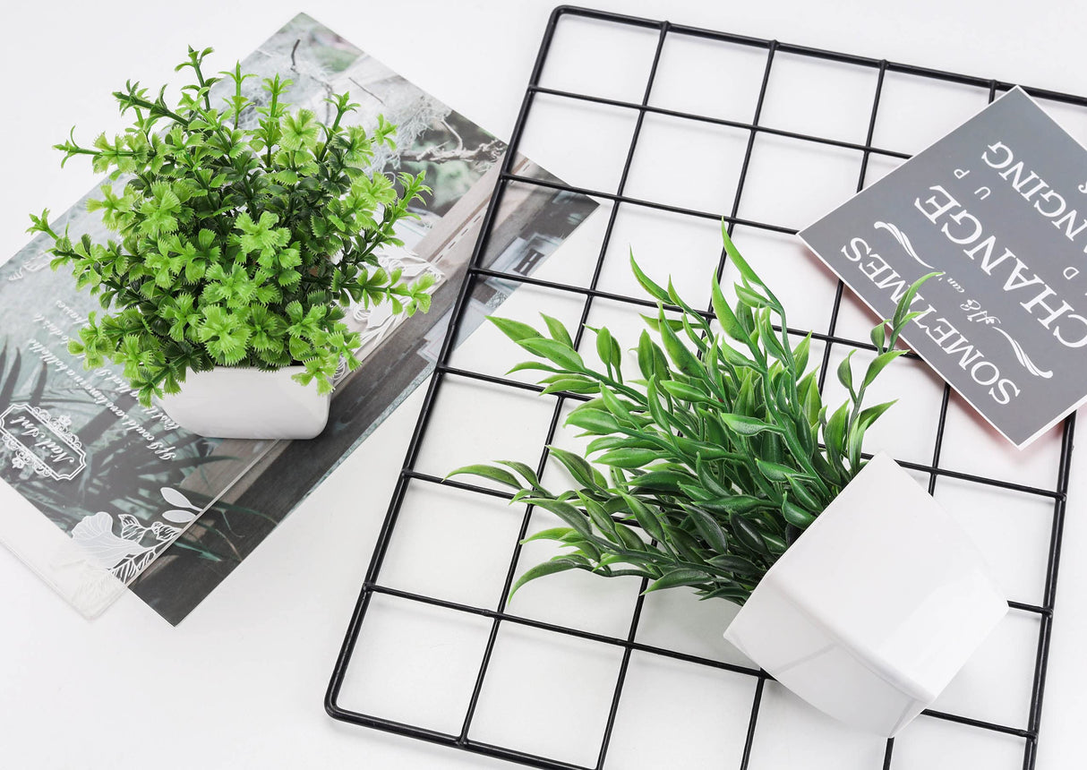 Der Rose 2 Pack Fake Plants Mini Artificial Greenery Potted Plants for Home Decor Indoor Office Table Room Farmhouse Der Rose