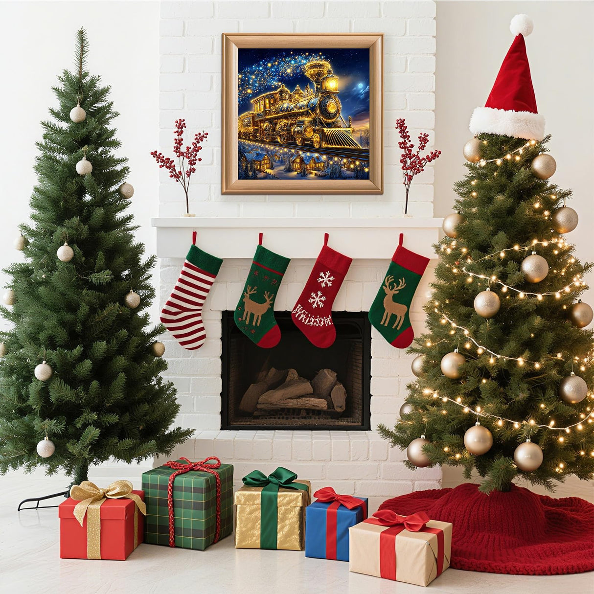 Lxmsja Christmas Winter Diamond Art Kits for Adults, Magical Train Diamond Painting Kits for Beginners, 5D DIY Full Drill Gem Art Crafts for Adults, Home Wall Decor 12x12 inch Lxmsja