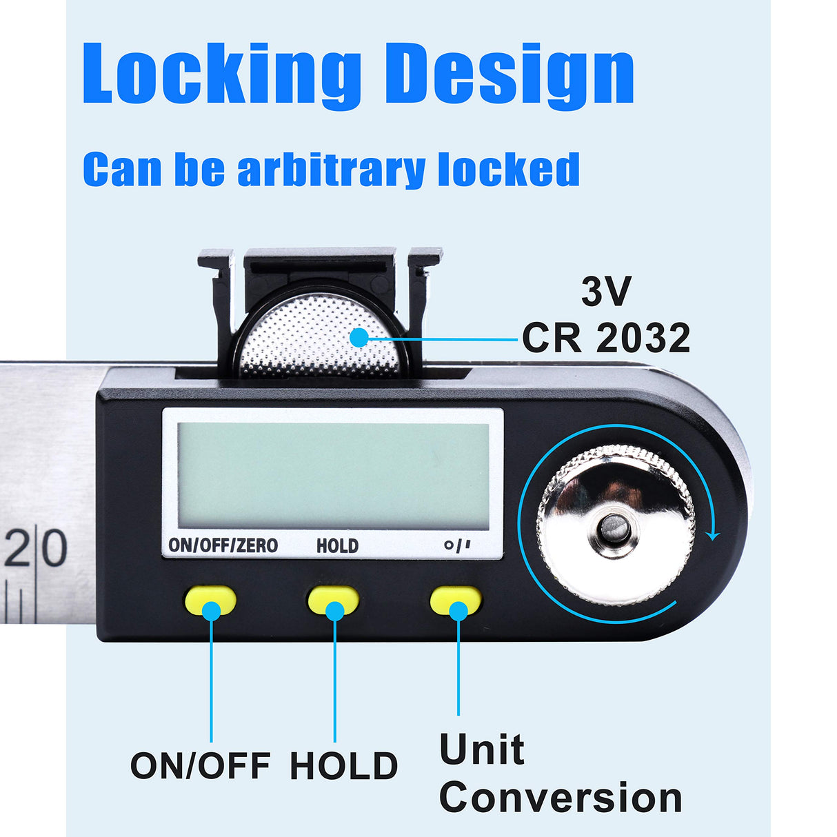 Yangoutool Digital Angle Ruler 20inches/500mm Stainless Steel Digital Angle Finder and Protractor Large Gauge Precision Measuring Tool for Woodworking Metalworking and Construction Yangoutool