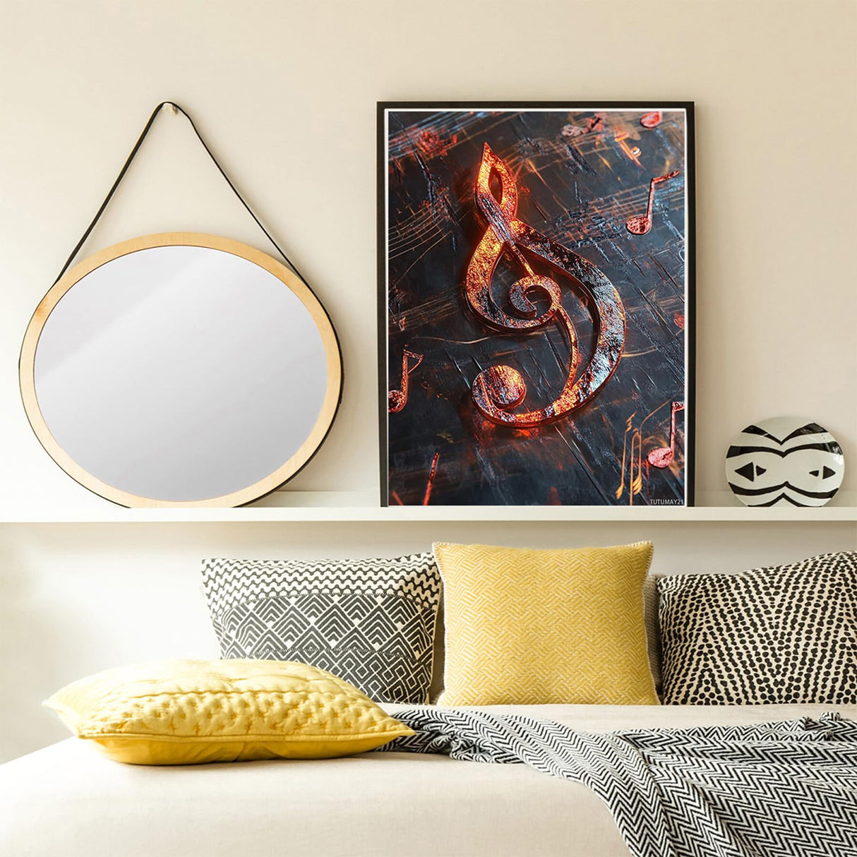 TUTUMAY21 Metallic Treble Clef Diamond Painting Kits, Music Full Round Drill Diamond Painting Kits 5D DIY Diamond Art Kits for Adults Women Home Decor 12x16 inch TUTUMAY21