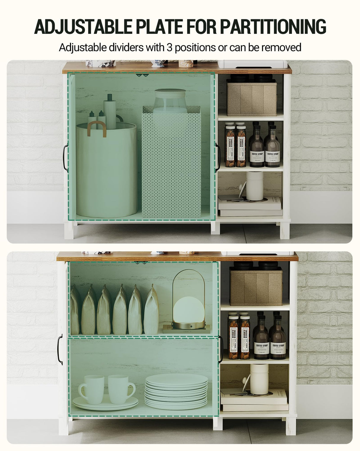 Hzuaneri Freestanding Bathroom Storage Cabinet with Adjustable Shelves and Open Compartments in White Brown Hzuaneri