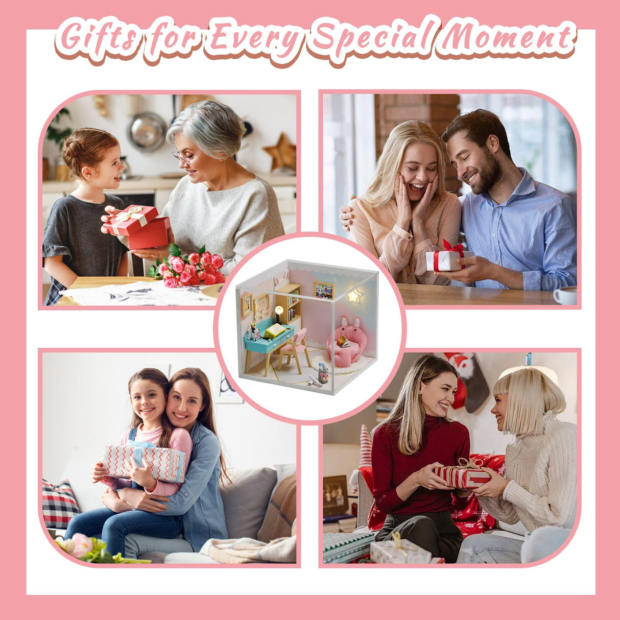 Kisoy Dollhouse Miniature with Furniture Kit, DIY 3D Wooden DIY House Kit A Corner of a Small Apartment Style with Dust Cover & LED,Handmade Tiny House Toys for Kids Adults Gift (Study Room) Kisoy