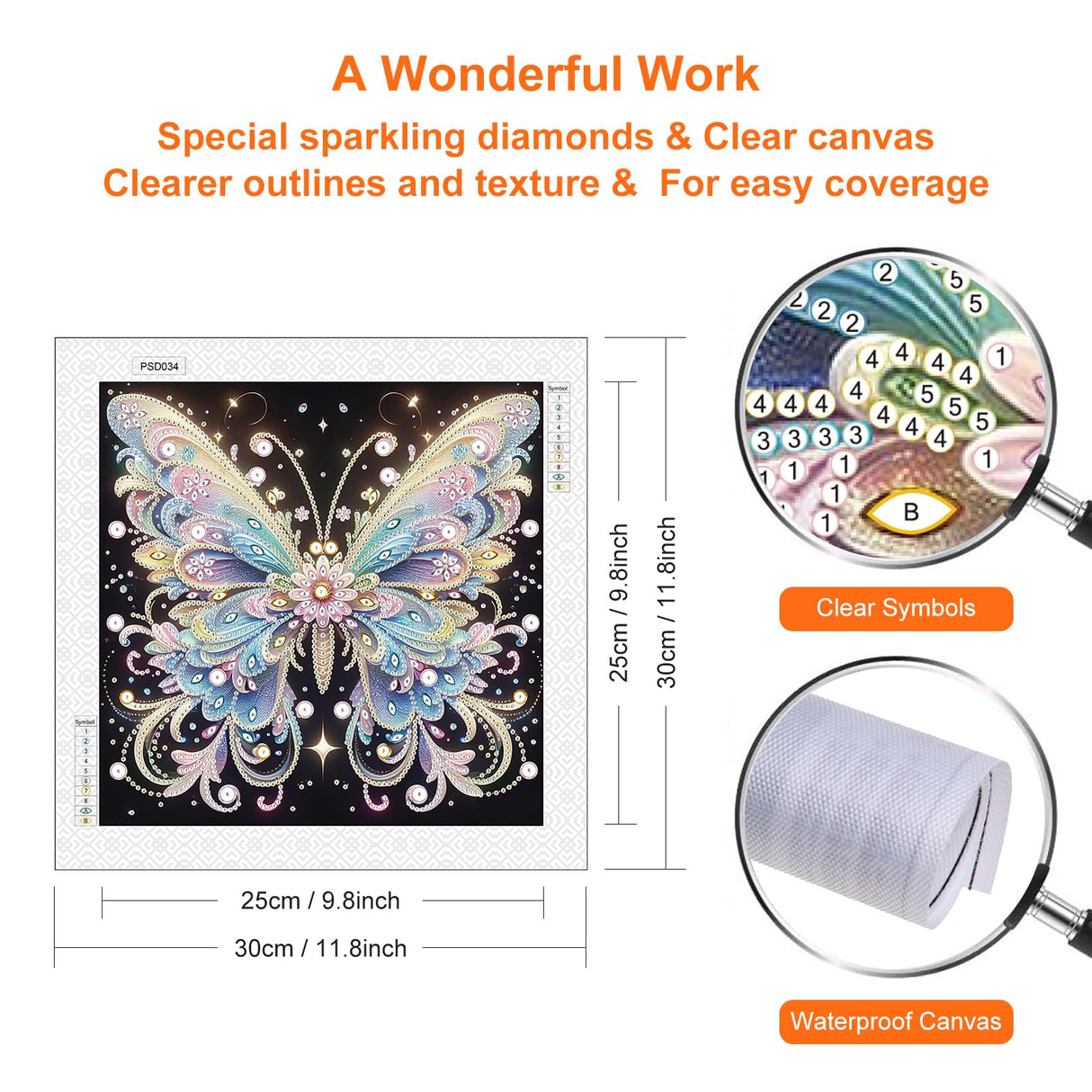Acudotr Butterfly Diamond Painting Kits for Adults, 5D Special Shape Diamond Art Kits for Beginners, Crystal Rhinestones Diamond Painting for Home Wall Decoration, 12×12 Inch Acudotr