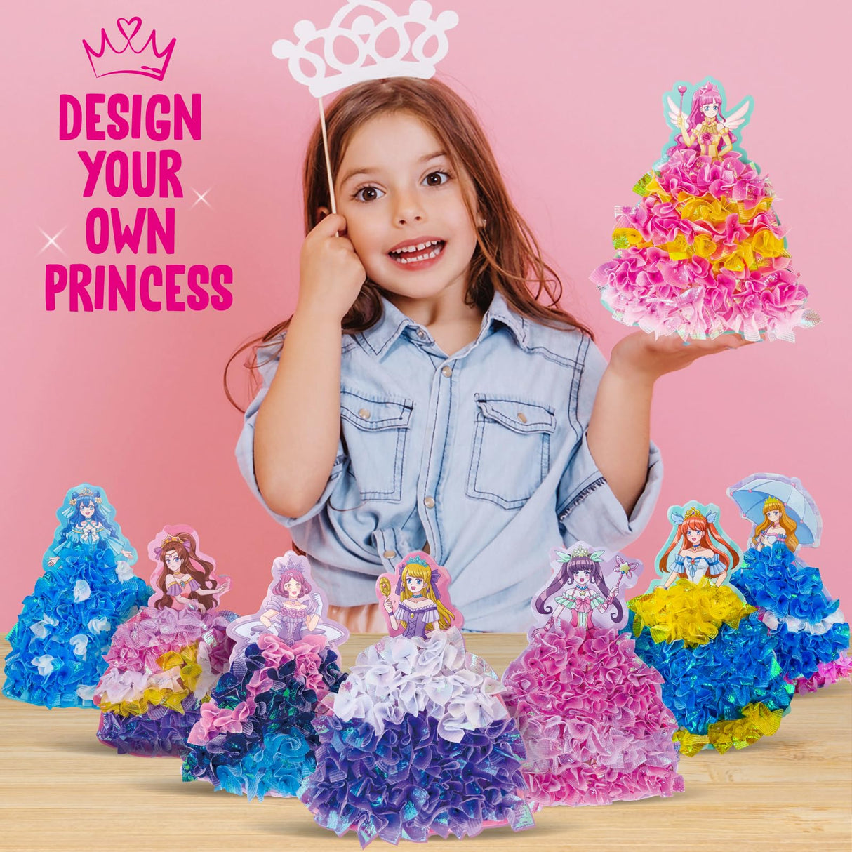 KwestSync Poke in Art Princess Crafts - DIY 8 Magical Princesses & 6 Accessories - Arts and Crafts for Kids Ages 6-8, 8-12, Birthday Gifts for Girls and Boys 6 7 8 9 Years Old KwestSync