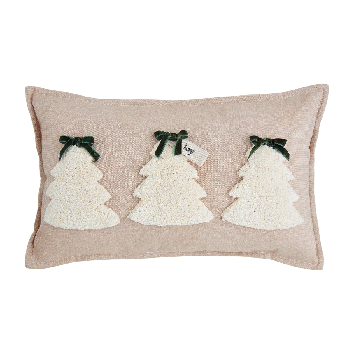 Mud Pie Lumbar Tufted Xmas Pillow, 12" x 20", White Mud Pie