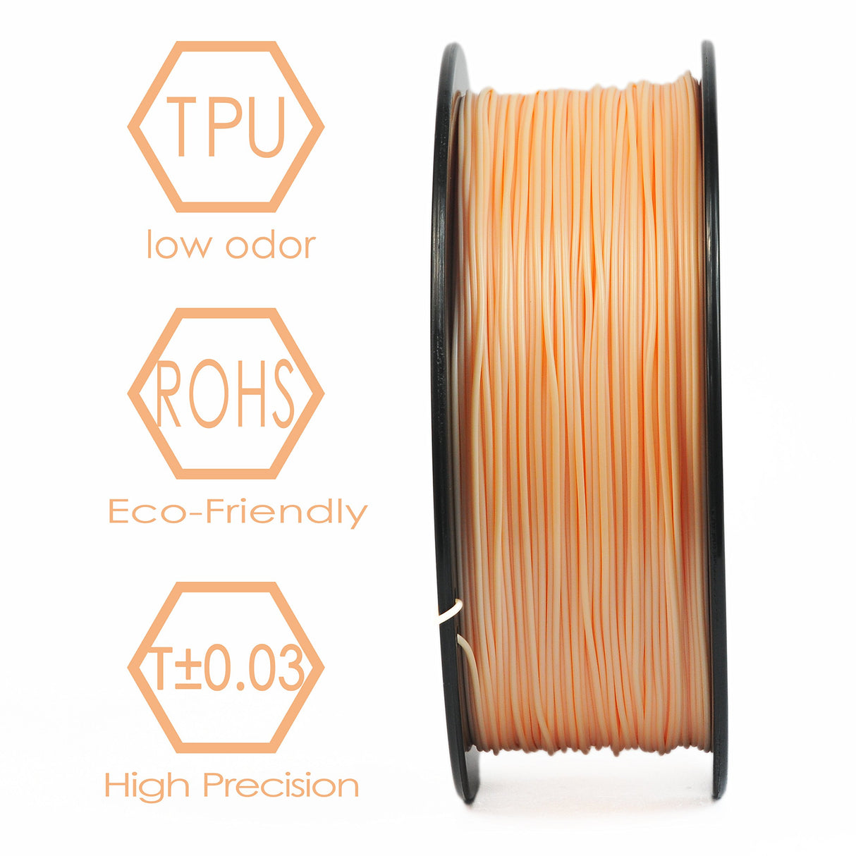 3D BEST-Q Flexible TPU 1.75mm 3D Printer Filament, Dimensional Accuracy +/- 0.03 mm, 1KG Spool, 8 Color to Choose (Skin) 3D BEST Q