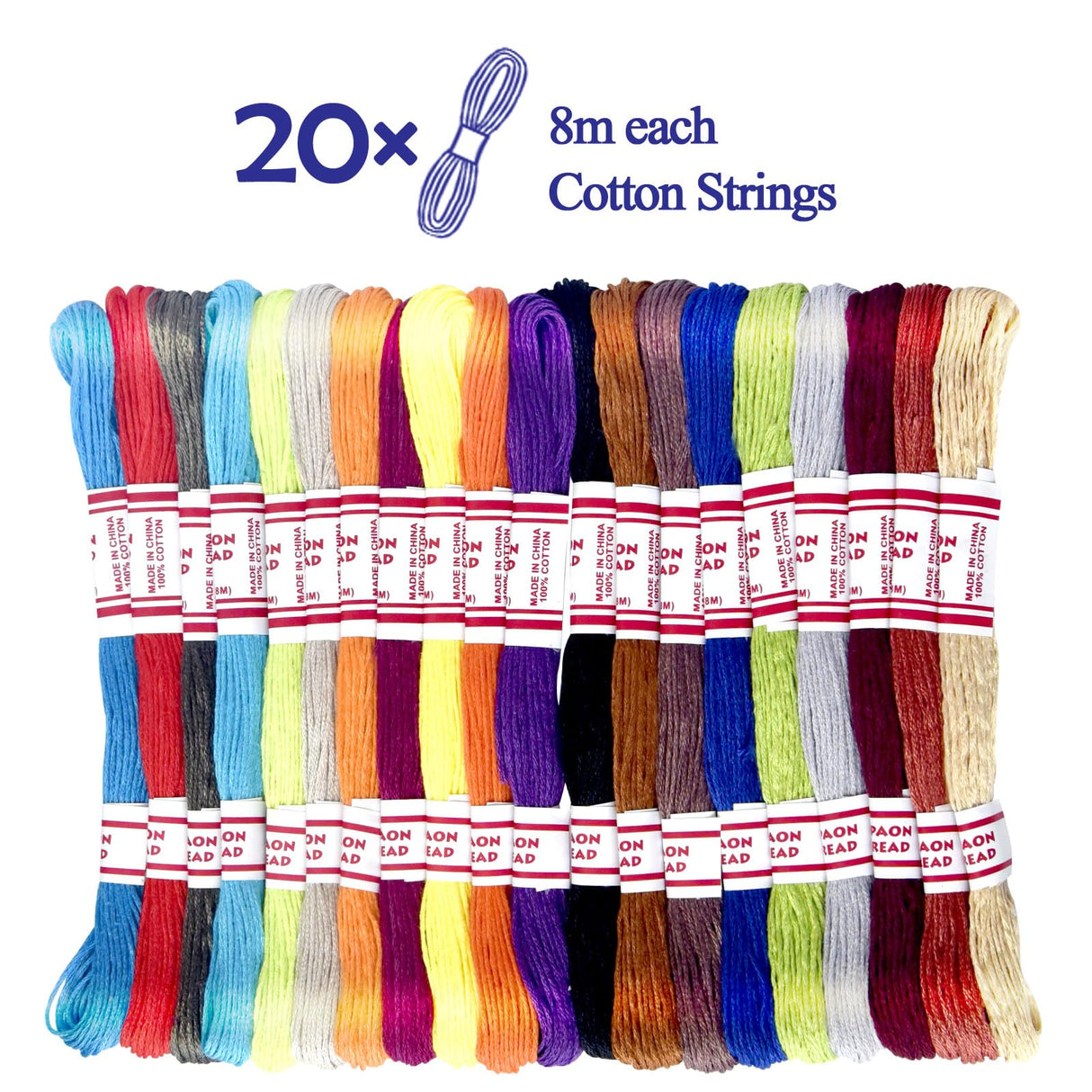 20 skiens Embroidery Floss,Embroidery Thread Friendship Bracelet Stitch Kit, Crafts Thread with 200beads,1 roll of transparent thread, 1 bracelet wheel,1 threader LE PAON