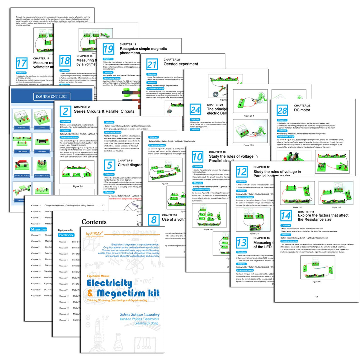 EUDAX School Physics Labs Basic Electricity Discovery Circuit and Magnetism Experiment kits for High School Students Electromagnetism Elementary Electronics EUDAX
