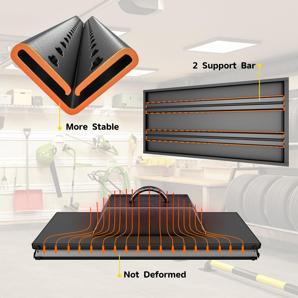 SUPPNEED Adjustable Garage Shelving Heavy Duty 2000LBS Loads, 48”W Large Shelving Units and Storage,48”W×16”D×72”W Garage Storage Shelves,4-Tier Shelving Unit for Warehouses,Kitchen(Black) SUPPNEED