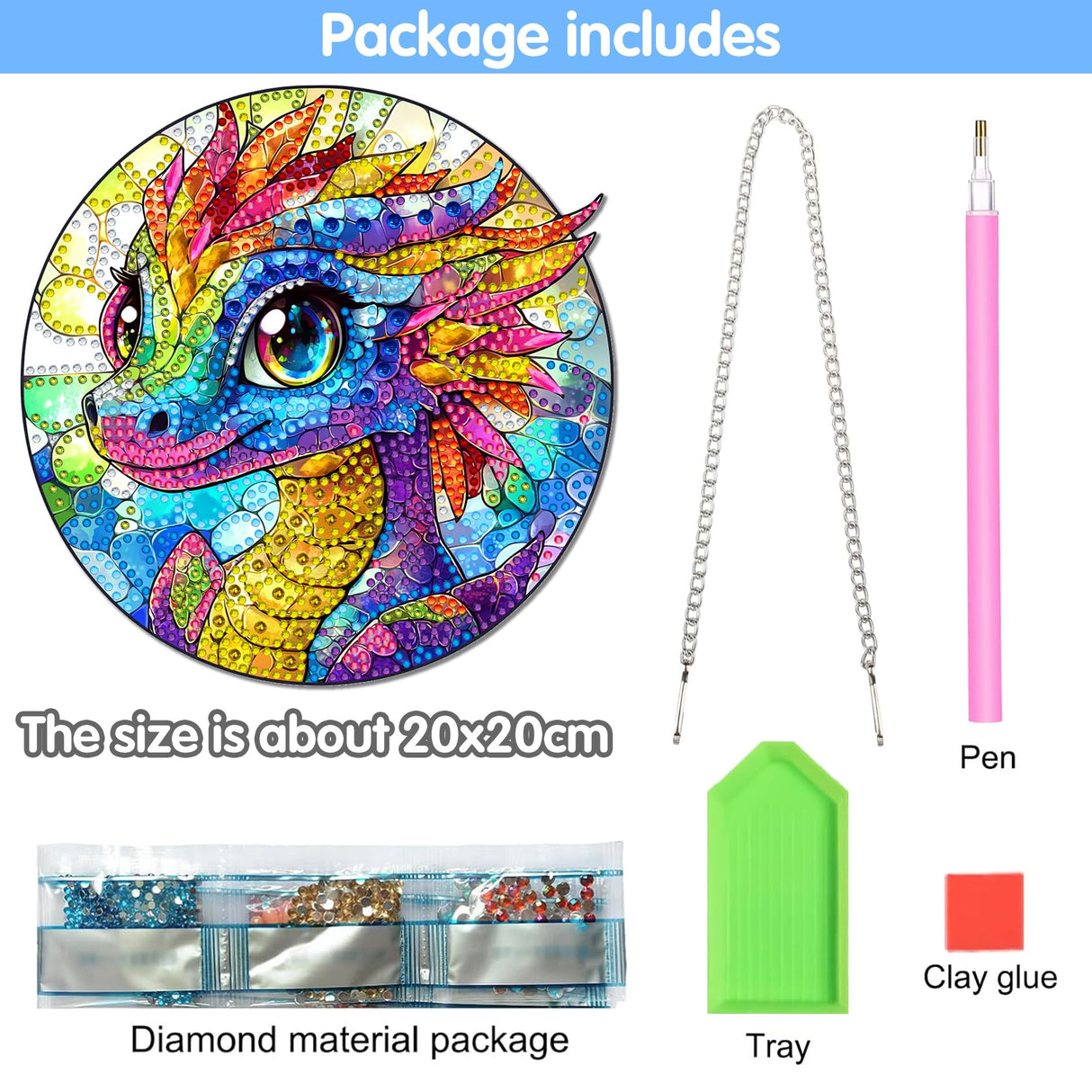 Reofrey Hanging Diamond Art Kits for Adults - 8x8 Inch Dinosaur Acrylic Board Double Sided Pattern Diamond Painting Suncatcher Pendant, DIY Crystal Art for Home Wall or Window Decoration Handmade Gift Reofrey