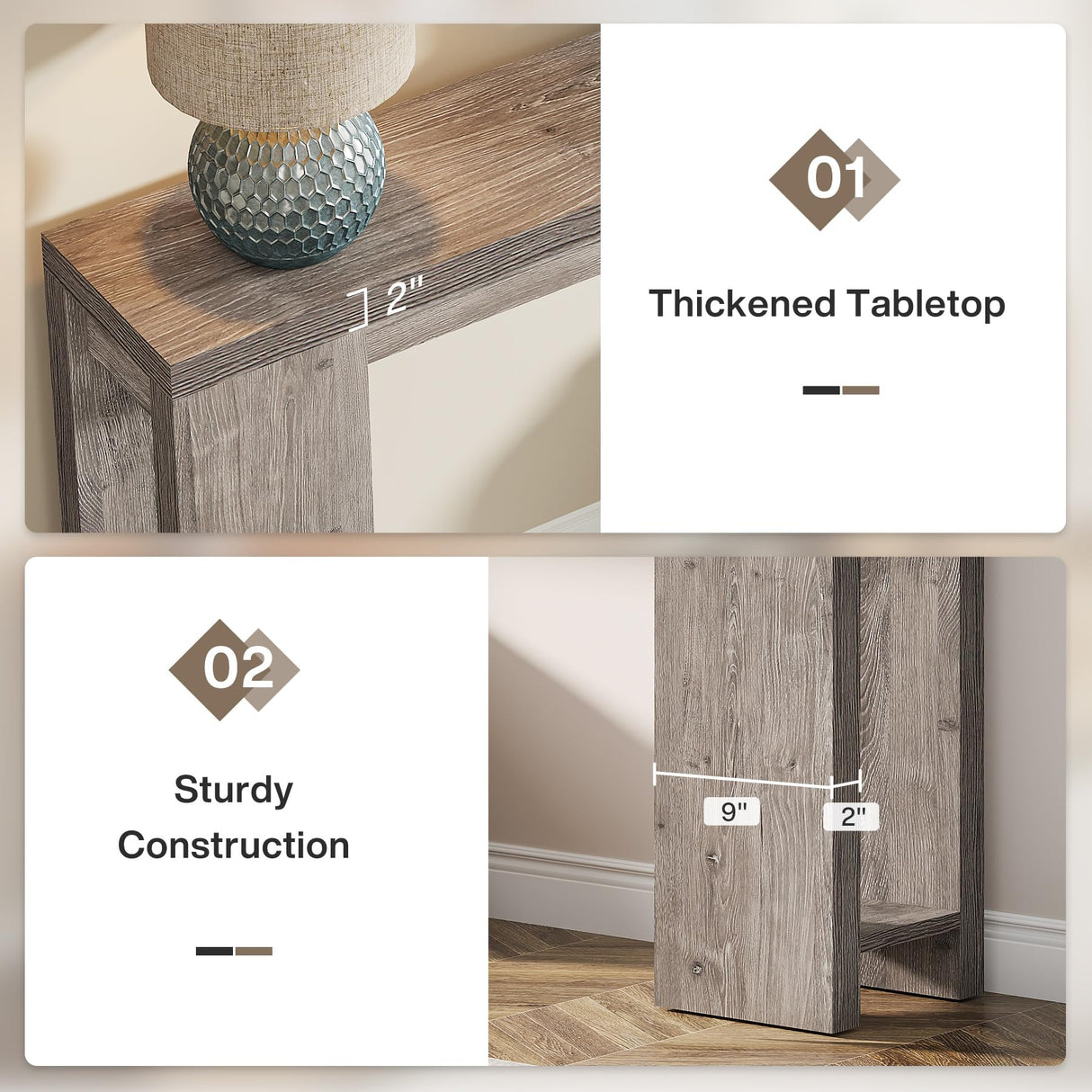 Tribesigns 70.9-Inch Extra Long Console Table, Farmhouse Wood Sofa Table Behind Couch, Narrow Entryway Accent Table for Living Room, Hallway, Entrance, Foyer, Grey Tribesigns