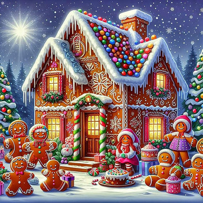 Cartoon House Diamond Art Kits for Adults,Christmas 5D Diamond Painting Kits for Adults Beginners,DIY Full Round Drill Diamond Dot Painting Gem Art Kits for Adult, Home Wall Decor12x12Inch